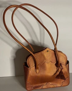 Deborah Lewis Handbag Copper Orange with Handles Lined Bag - Picture 1 of 7