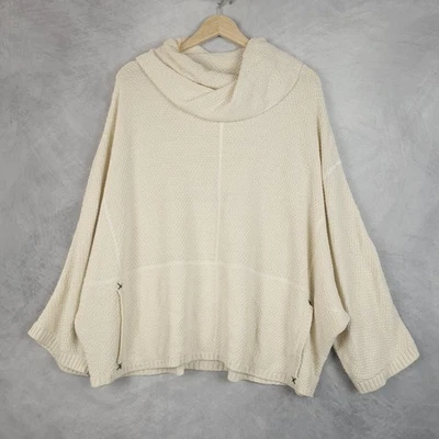 Habitat Sweater Womens XL/XXL Cream Cowl Neck Poncho Knit Relaxed Lagenlook - Image 1 of 4