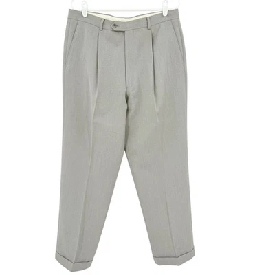 Pantalones de vestir Armani Collezioni para hombre plisados delanteros grises 42x29 dobladillo regular con puños Foto 1 de 4