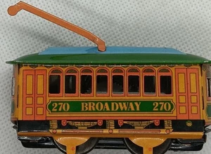 Clockwork tin toy trolley car. 3" x 1-1/2" Broadway 270 - Picture 1 of 3