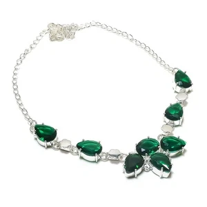 Chrome Diopside Gemstone Handmade 925 Sterling Silver Jwelery Necklace Size 18'' - Picture 1 of 1
