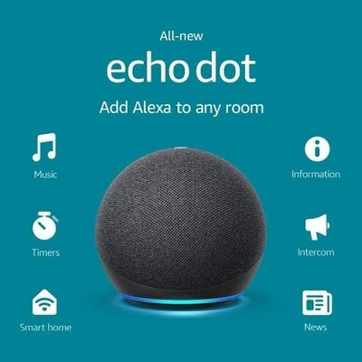 Amazon Echo Dot 4th Gen Smart Speaker - Charcoal | Brand New And Sealed | - Image 1 of 4