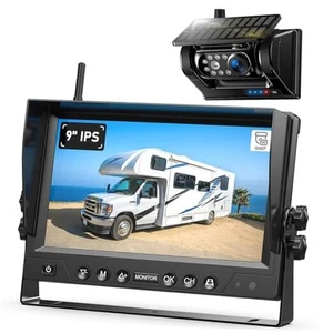 9 Inch Magnetic Solar Wireless Backup Camera System, 9600mAh Solar 9"-1 Cam - Picture 1 of 8