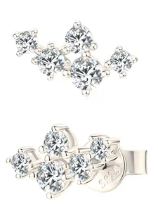 Coppia di orecchini a perno in argento 925 oro bianco con moissanite, 11x7 mm - Foto 1 di 4