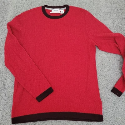 Calvin Klein Mens Sweater Red Large Crewneck Long Sleeve European Yarn - Image 1 of 4