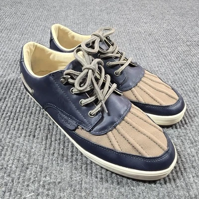 Zapatos Polo Ralph Lauren Para Hombre Talla 10 Azul Marrón Ramiro Lona Cuero Barco Zapatos Foto 1 de 4