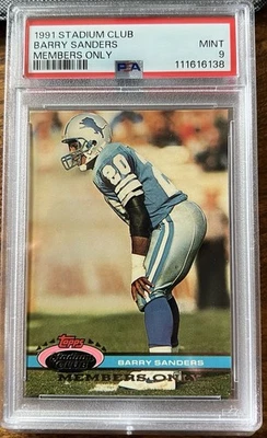 1991 STADIUM CLUB BARRY SANDERS MEMBERS ONLY PSA 9 MINT GREATEST LION EVER - Image 1 of 2
