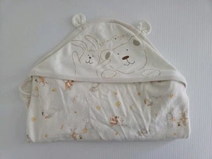 Enfant Organic Baby Blanket Cuddle Nursery Wrap Bunny Rabbit Bear Cream Hooded - Picture 1 of 3