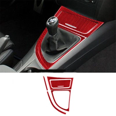 Cubierta de cambio de marchas interior de fibra de carbono roja 5 piezas para BMW Serie 1 E82 E88 Foto 1 de 4