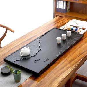 black stone tea tray fish carved serving tray water draining tea table China - Picture 1 of 16