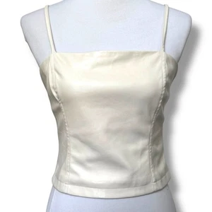 NWOT Katie J NYC Lexi Vegan Leather Sleeveless Bustier Top White Women's Size L - Picture 1 of 16