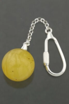 Genuine BALTIC AMBER Round Bead 23mm Ball Silver Keyring Keychain 11.8g 211103-6 - Image 1 of 4