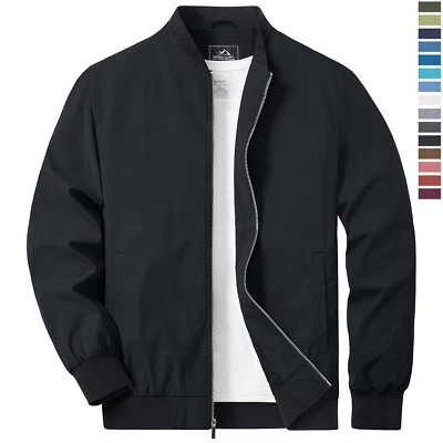 Chaqueta de bombardero delgada primavera otoño cremallera completa ropa deportiva abrigo informal ligero para hombre Foto 1 de 4
