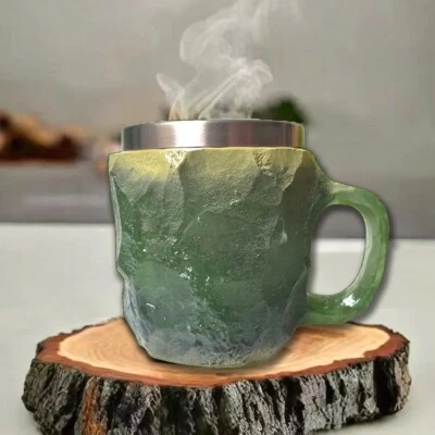 Taza de café de resina de ágata con mango de imitación de cristal taza de acero inoxidable NUEVA Foto 1 de 4