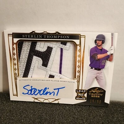 2022 Leaf Trinity Sterlin Thompson XRC Patch Auto #15/50 Colorado Rockies - Image 1 of 4