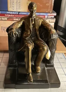 Lincoln in the Chair Bookends authentic Daniel Chester French bronze Antique 1 - Picture 1 of 7