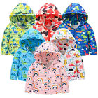 Toddler Boys Girls Winter Rainbow Cartoon Dinosaur Prints Coat Hooded Jacket