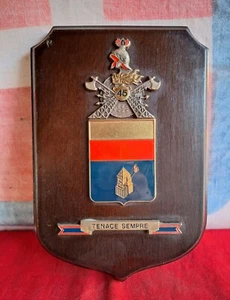 Militaria Crest IN Metal Enamelled On Wood 45º Battag. Transmissions 'Vulture' - Picture 1 of 3