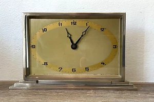 Art Deco Chrome Desk Clock - Working - Picture 1 of 3