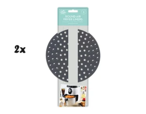 2x Round Silicone Air Fryer Pot Basket Liners Mat Tray Non-Stick Oven Baking UK - Picture 1 of 2
