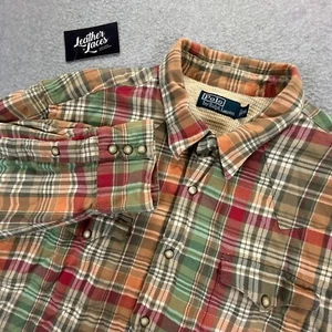 Polo Ralph Lauren Thermo gefüttert Pearl Snap Flanell Hemd Herren XL Western Shacket - Bild 1 von 13