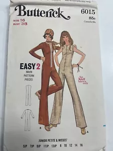 Mono Butterick 6015 Vintage patrón costura mujer talla 16 sin cortar - Imagen 1 de 5