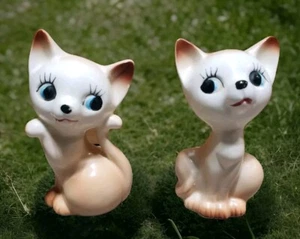 Anthropomorphic Eyes Cats/Kittens Salt And Pepper Shaker Set 4" MCM Unbranded - Picture 1 of 13