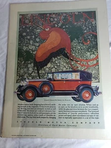 Vintage Rare Poster Lincoln Convertible Sedan Portal Publications 24 1/4”X181/4” - Picture 1 of 6