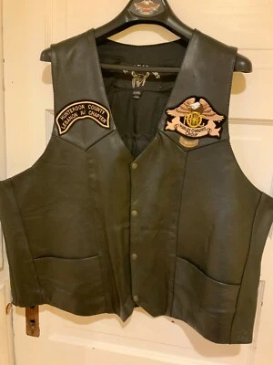 Chaleco Harley Davidson de cuero negro grueso suave para hombre XXXL Foto 1 de 4