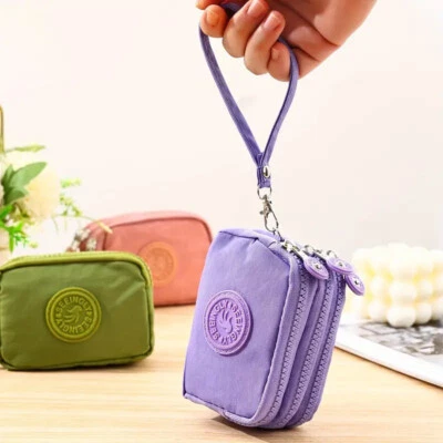 Bolsa de nailon bolsa de cambio de bolsillo corta para mujeres billetera tarjeta moneda llavero cartera NUEVO