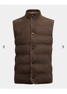 $1495 NEW MENS PETER MILLAR CORDOVA SUEDE PUFFER VEST GILET CHOCOLATE BROWN M - Picture 1 of 6