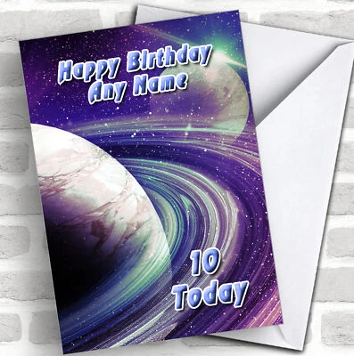 Celestial Collection Planets Space Purple Personalised Birthday Card - Image 1 of 2