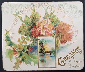 Early  Christmas New Year Greetings TUCK'S Card - Picture 1 of 1