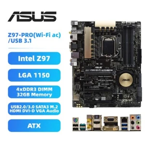 Placa madre ASUS LGA1150 Z97-PRO (Wi-Fi ac)/USB 3.1 Intel Z97 DDR3 SATA3 HDMI DP - Imagen 1 de 9