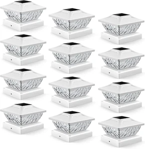 12 Pack Solar Post Cap Lights, 2 Mode Bright Solar Post Lights Outdoor Waterp... - Picture 1 of 1