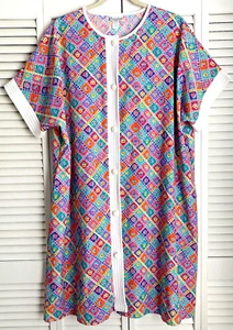 Patricia Leigh 3X Floral Kaftan Lounge Dress Size Vibrant Mumu Vintage NEU Neu ohne Etikett - Bild 1 von 19