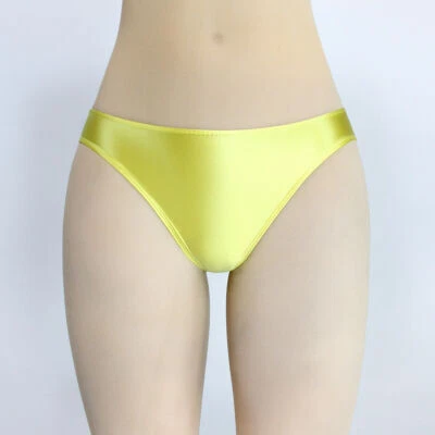 Mujeres Bragas Brillantes Satén Calzoncillos Bragas Opaco Gimnasio Cintura Baja Pantalones Cortos Ropa Interior Foto 1 de 4