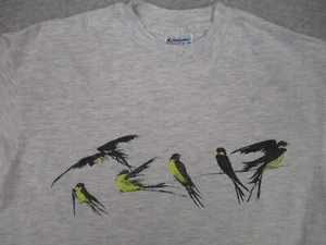Camiseta De Colección L Años 80 Aves Naturaleza Arte Adulto Gris Hanes Carnoso Audubon Observación de Aves - Imagen 1 de 12