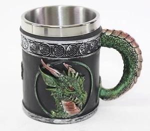 Green Royal Dragon Mug Serpent Handle Medieval Collectible Home Decor Gift - Picture 1 of 3