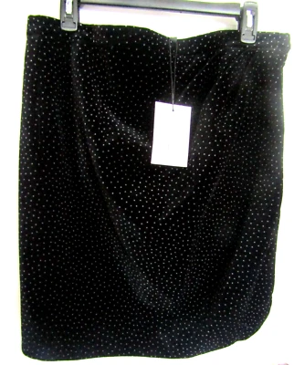 Theory  Black /White Dot Velvet Pleat Wrap Skirt  Size 12 - Image 1 of 4