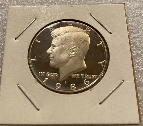 1986 S Kennedy Half Dollar BU Deep Cameo Clad Proof Coin Cover