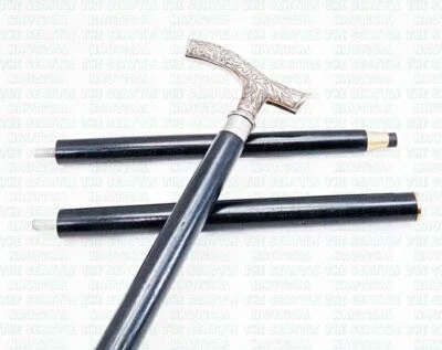 HANDGEFERTIGT Antik Messing Derby Griff 3-fach schwarz Vintage Holz Gehstock Stock