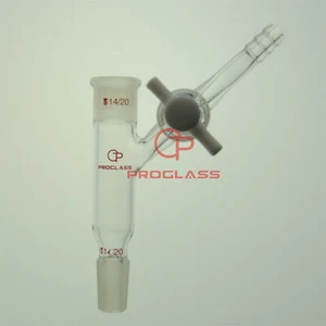 Lab Glass Adapter,Connecting Joints 14/20,PTFE Stopcock - Picture 1 of 1