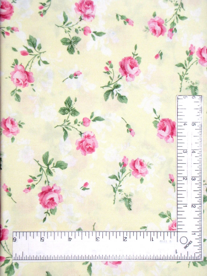 Tela Floral Antiguo Rosa Amarillo Cabaña Dije Algodón Tesoros Atemporales Patio Foto 1 de 1