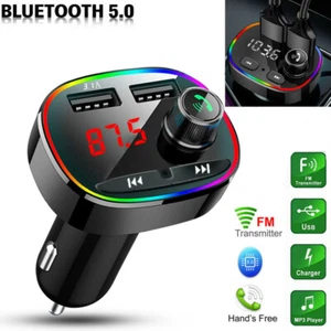 Bluetooth Wireless Car FM Transmitter MP3 Hands free Radio Adapter 2 USB Charger - Picture 1 of 7
