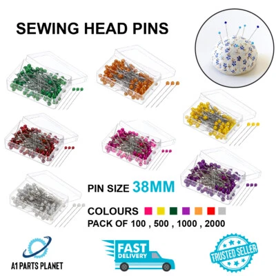Glass Head Multicolor Straight Pins – 1.5in for Sewing, Dressmaking & Hemming - Image 1 of 4