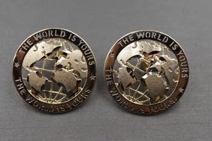 10K massives Gelbgold 0,9" Diamantschliff Kreis World Is Yours Ohrstecker. - Bild 1 von 10