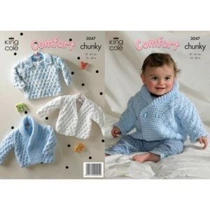 King Cole Knitting Pattern Cardigan & Sweater Knitted in Comfort Chunky 3047 - Picture 1 of 2