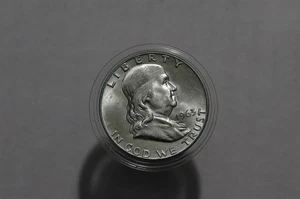 🧭 🇺🇸 USA SILVER HALF DOLLAR 1963 D SILVER FRANKLIN B88 WD49 - Picture 1 of 2
