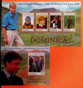 DOMINICA Sc 2229-30 NH MINISHEET+S/S OF 2000 - ROYAL FAMILY - Sc$12 - (ZN25) - Picture 1 of 1
